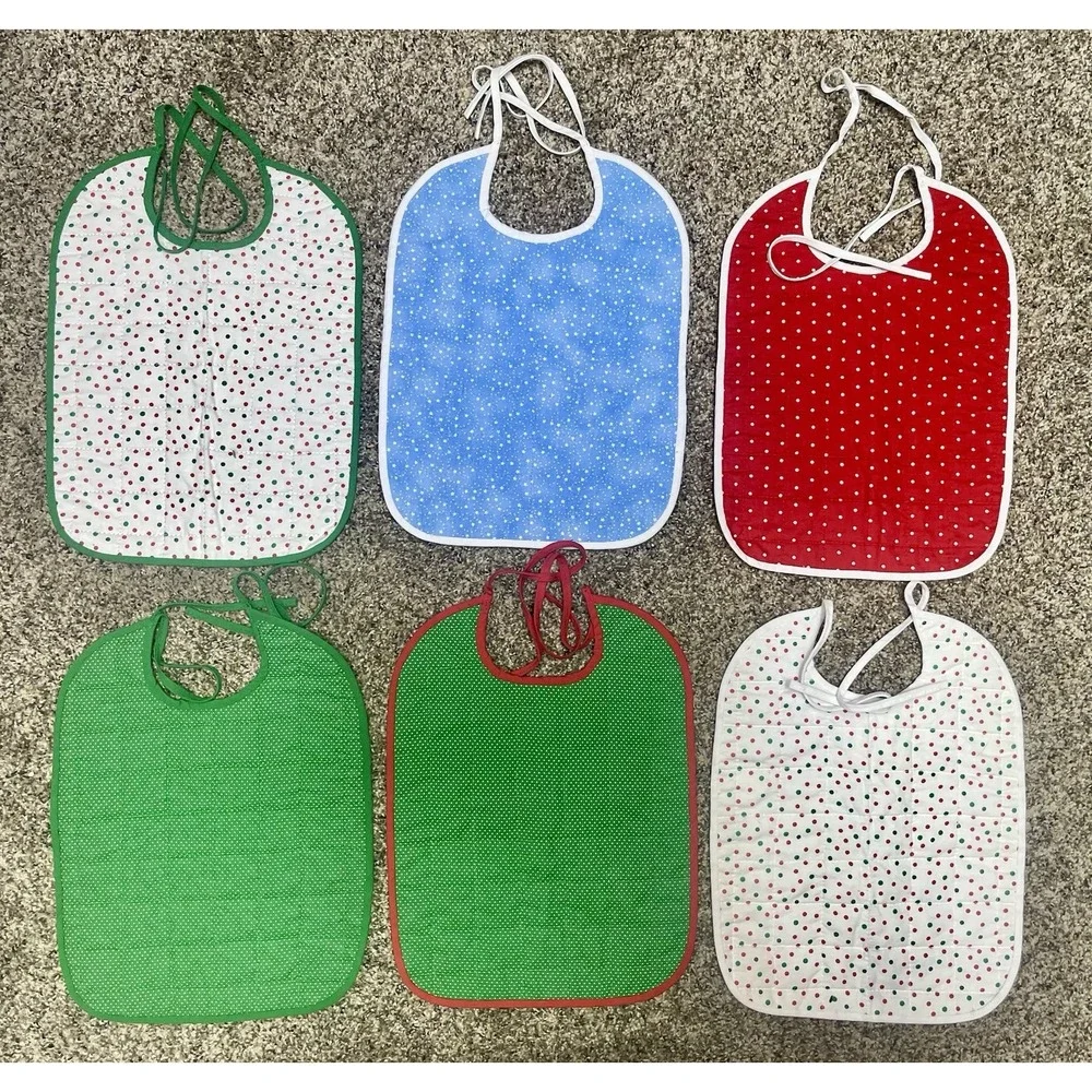 Lot Of‎ 6 Quilted Handmade Christmas Baby Bib  Large Size 12